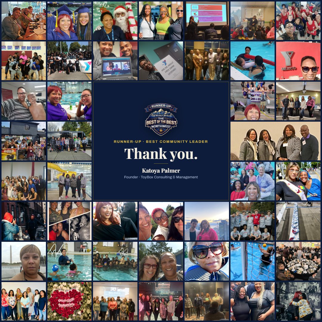 A collage of community photos around a thank-you card for Katoya Palmer
